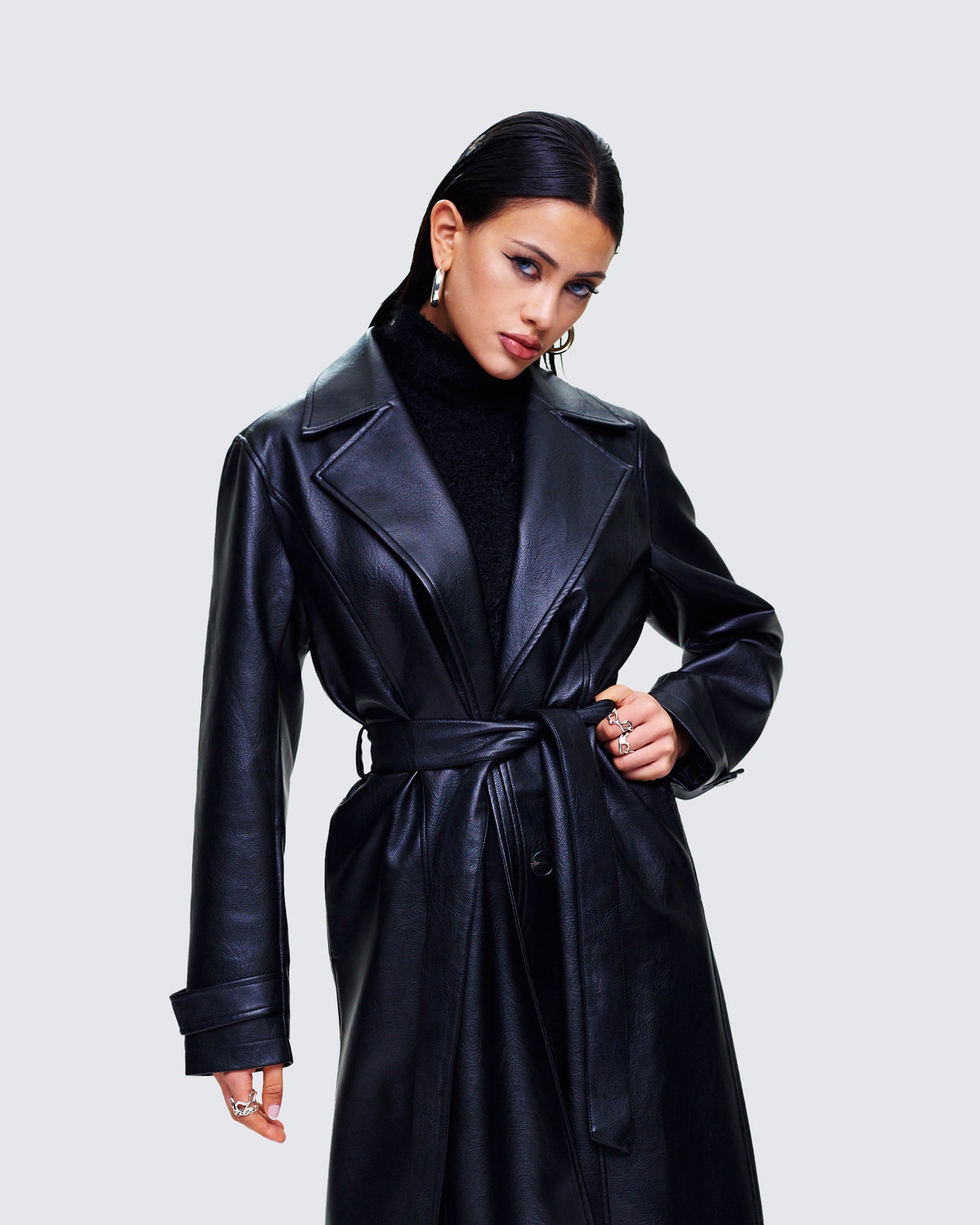Ara Black Vegan Leather Coat