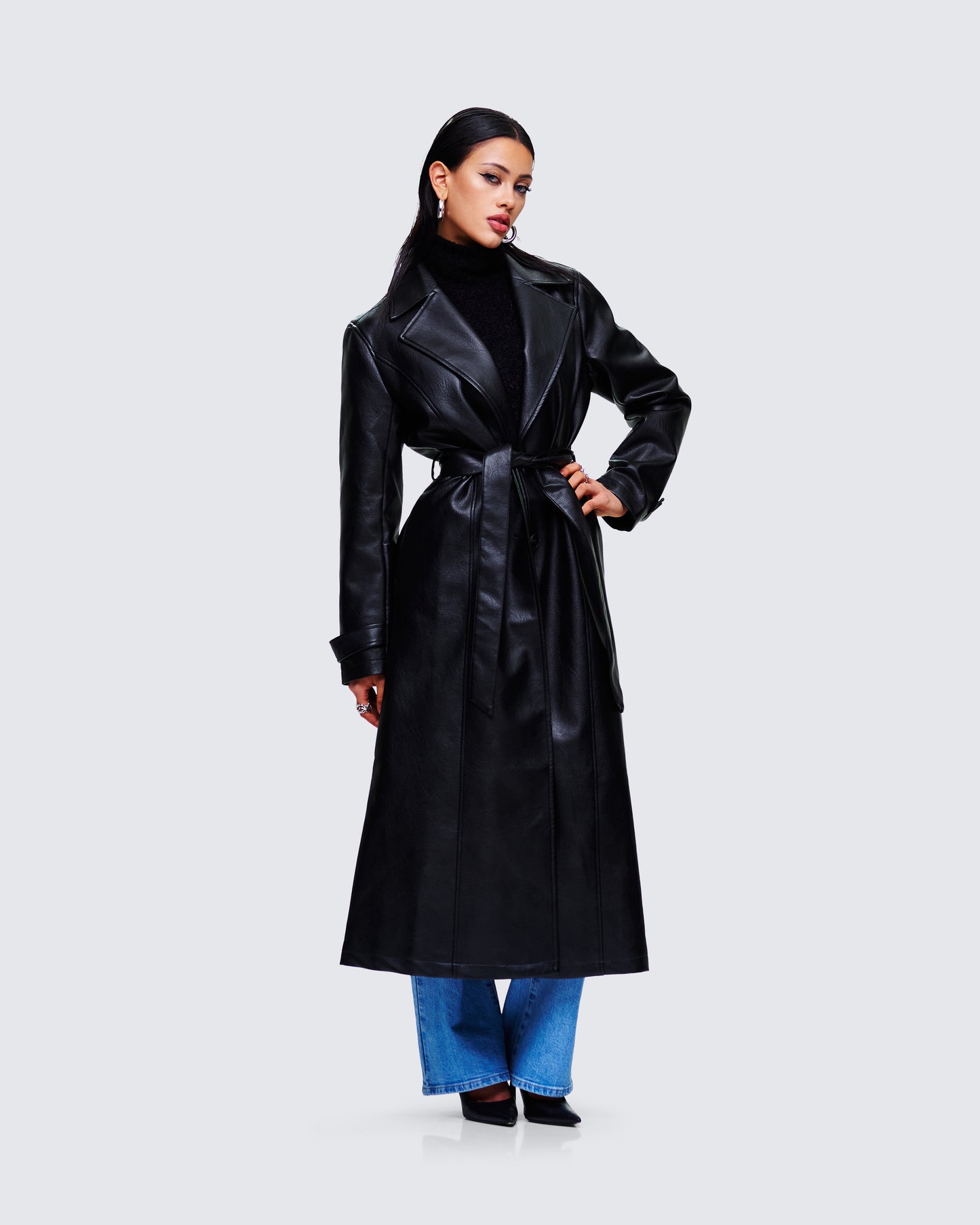 Ara Black Vegan Leather Coat