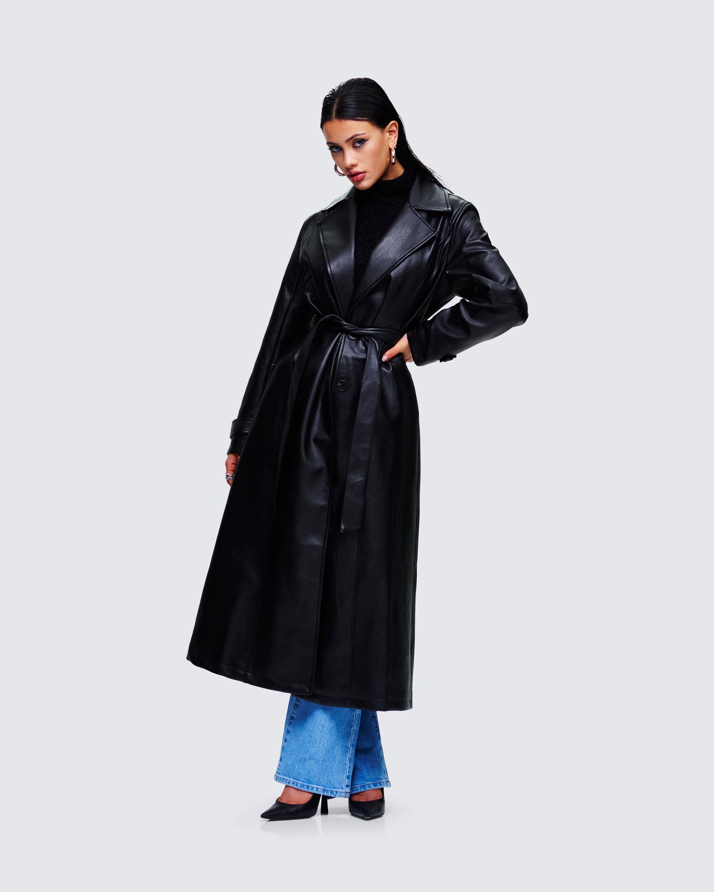 Ara Black Vegan Leather Coat