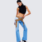 Ara Blue Belted Low Rise Jean