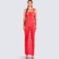 Arlo Red Lace Strappy Maxi Dress model front