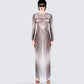 Amina Multi Illusion Print Dress model front