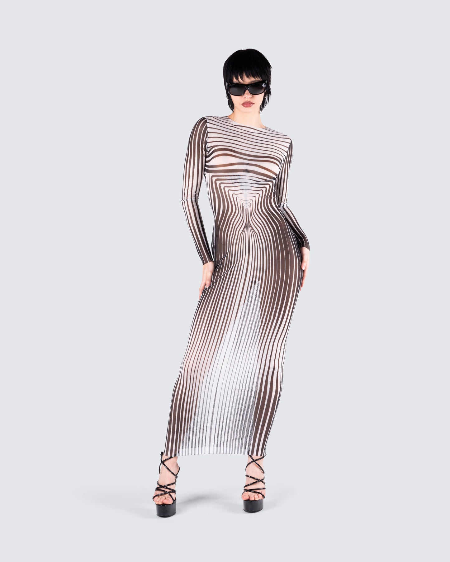 Amina Multi Illusion Print Dress