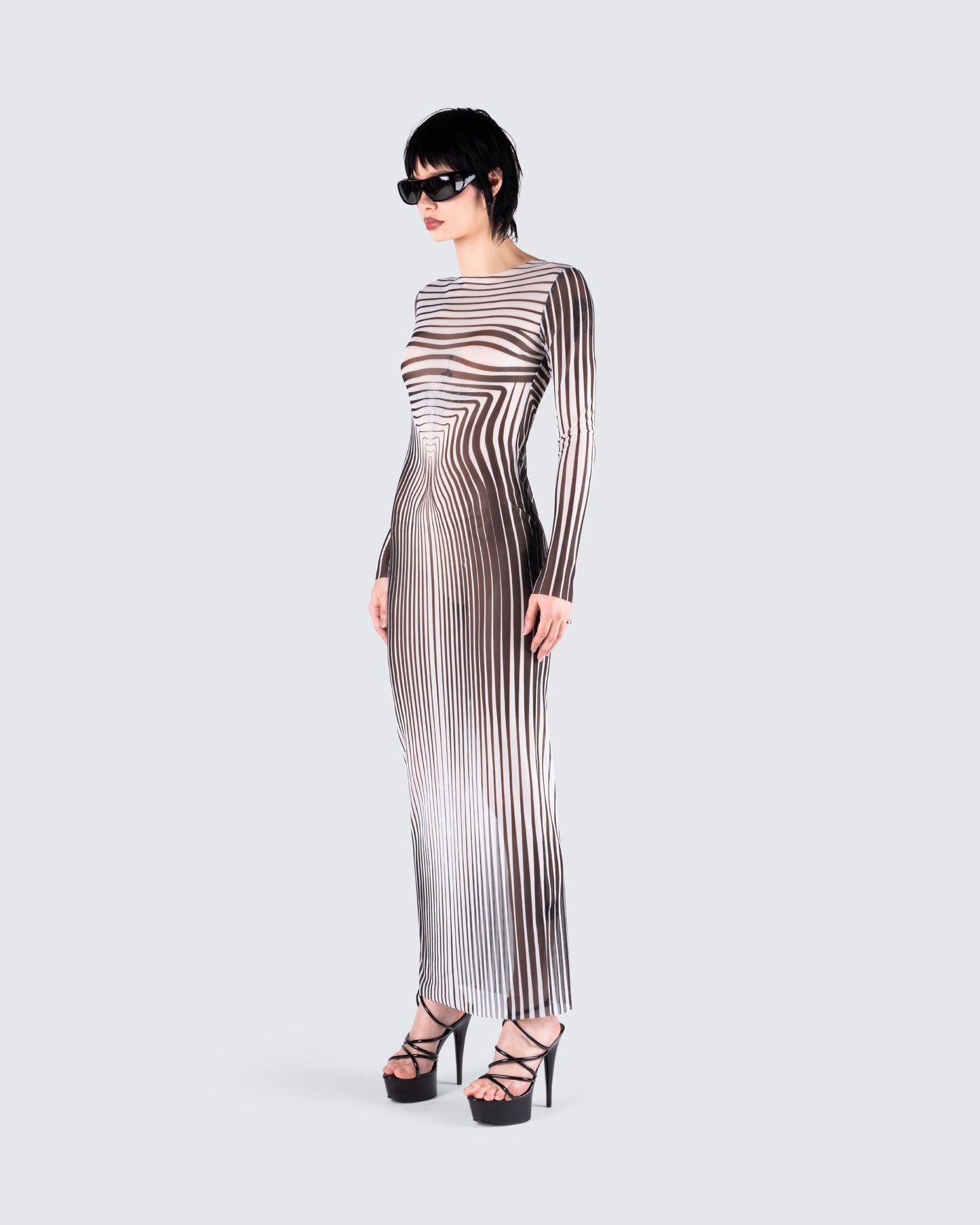 Amina Multi Illusion Print Dress