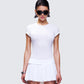 Asher White Slub Knit T Shirt Top model front