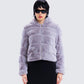 Aspen Grey Faux Fur Hooded Jacket model front