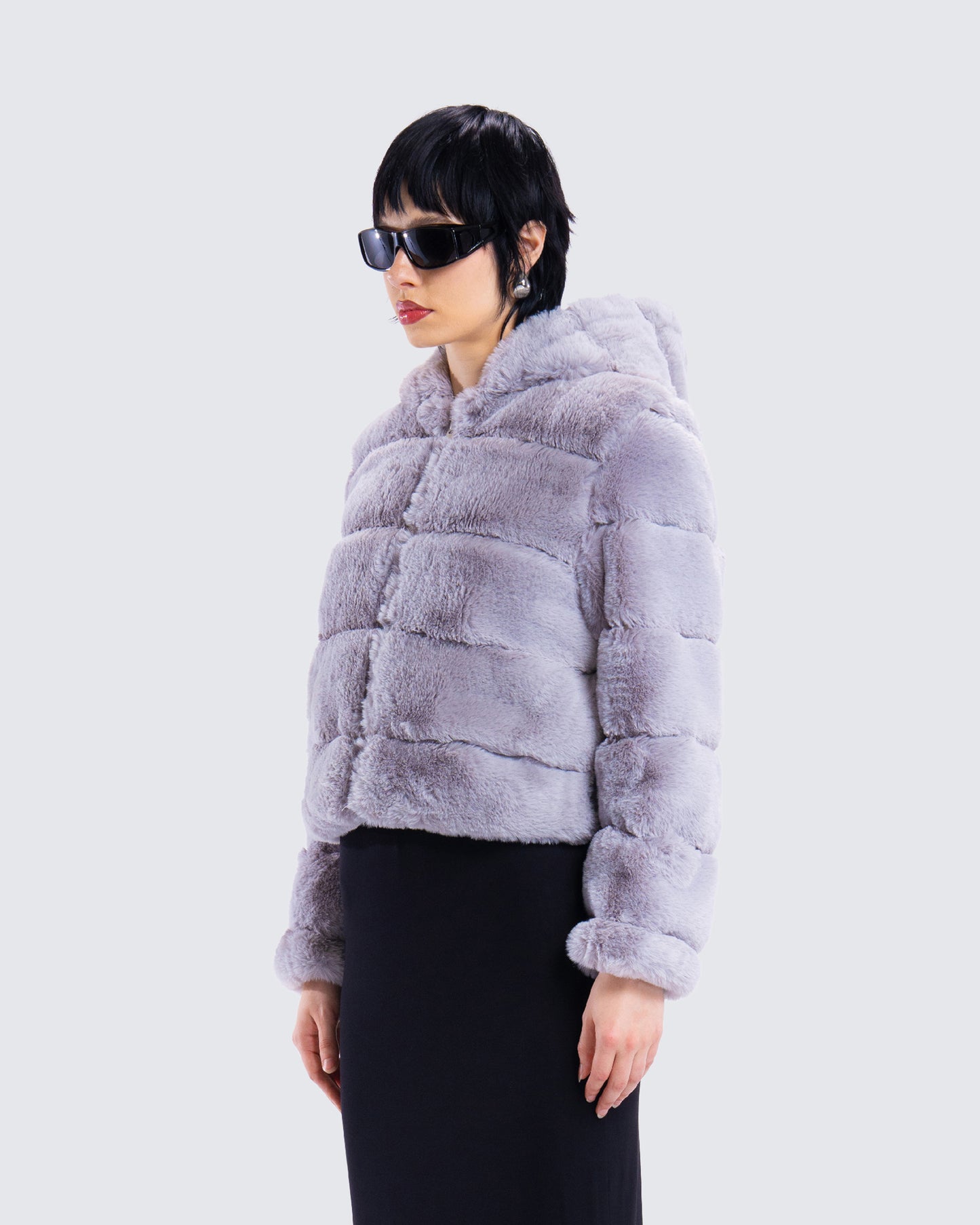 Aspen Grey Faux Fur Hooded Jacket