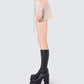 Astrid Taupe Lace Up Mini Skirt