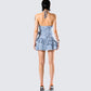 Aubriella Blue Print Mini Dress