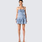Aubriella Blue Print Mini Dress model front