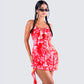 Aviva Red Floral Print Mini Dress