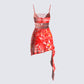 Aviva Red Floral Print Mini Dress