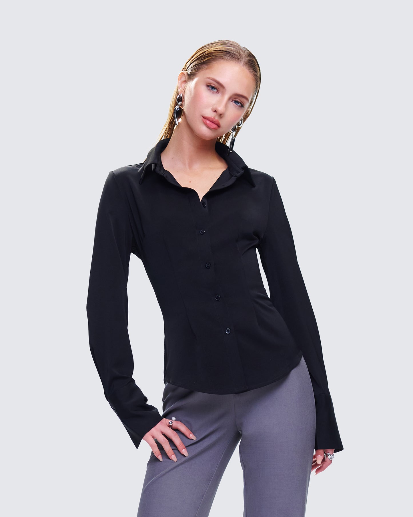 Avyanna Black Fitted Shirt