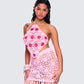 Aya Pink Floral Crochet Halter Top