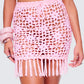 Aya Pink Floral Crochet Mini Skirt