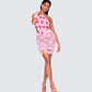 Aya Pink Floral Crochet Mini Skirt