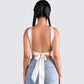 Ayanna White Satin Backless Top