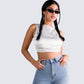 Ayanna White Satin Backless Top