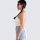 Ayanna White Satin Backless Top