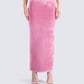 Ayla Pink Velvet Maxi Skirt model front