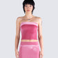 Ayla Pink Velvet Tube Top model front