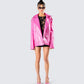 Ayse Pink Faux Leather Jacket model front
