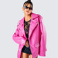 Ayse Pink Faux Leather Jacket