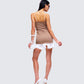 Aza Taupe Lace Up Mini Dress
