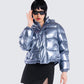 Azalea Blue Metallic Puffer Jacket