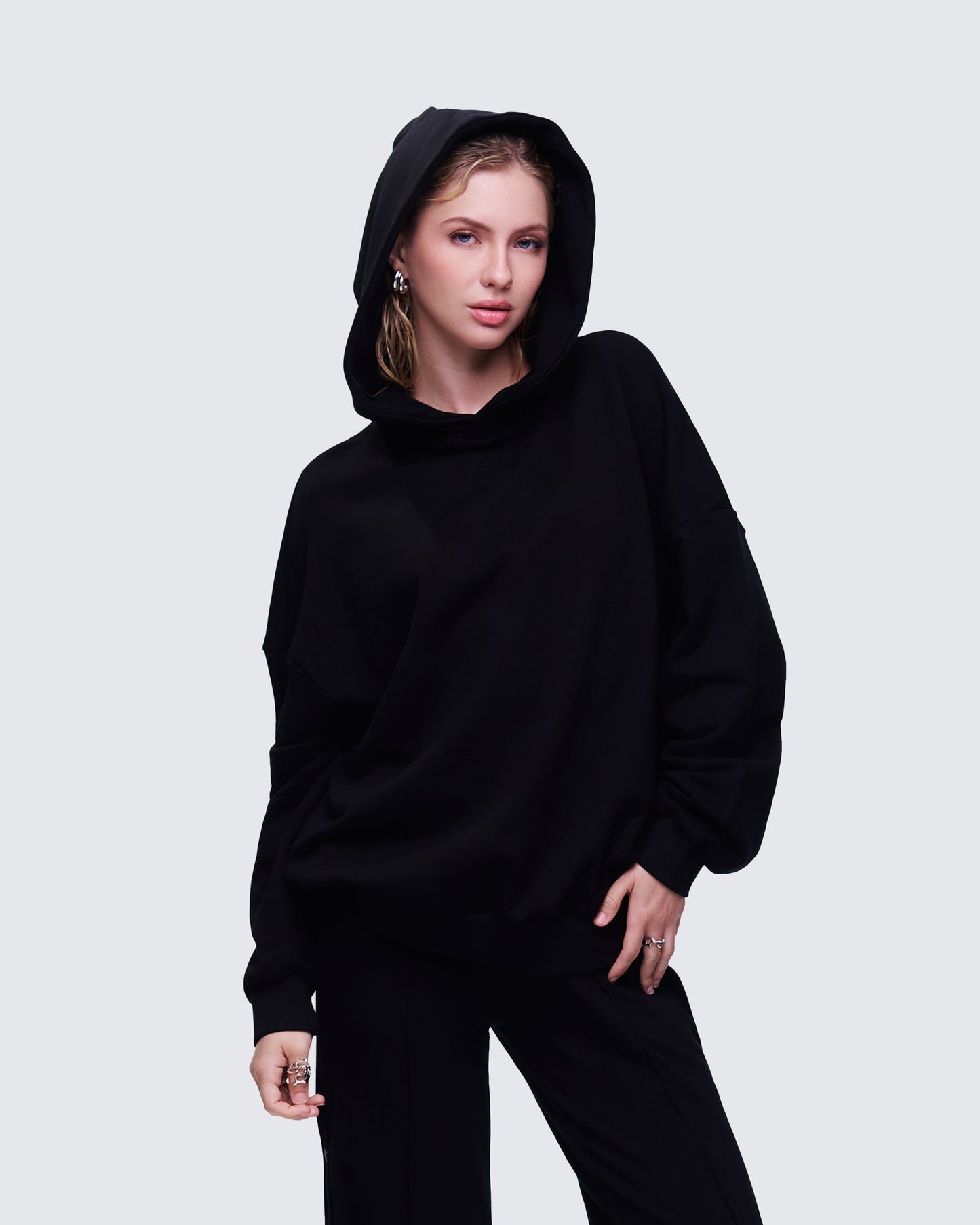 Azariah Black Oversized Hoodie Top