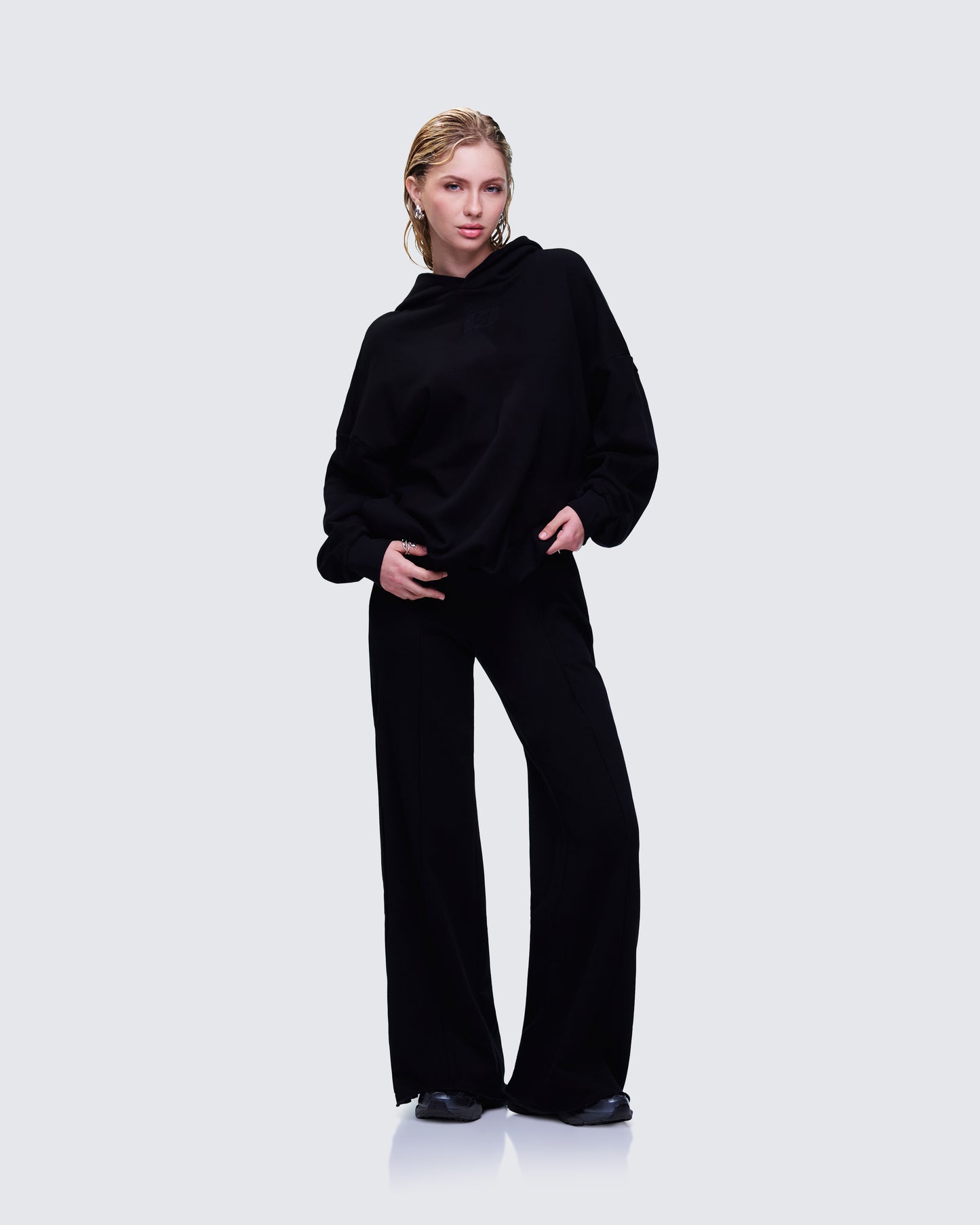Azariah Black Oversized Hoodie Top