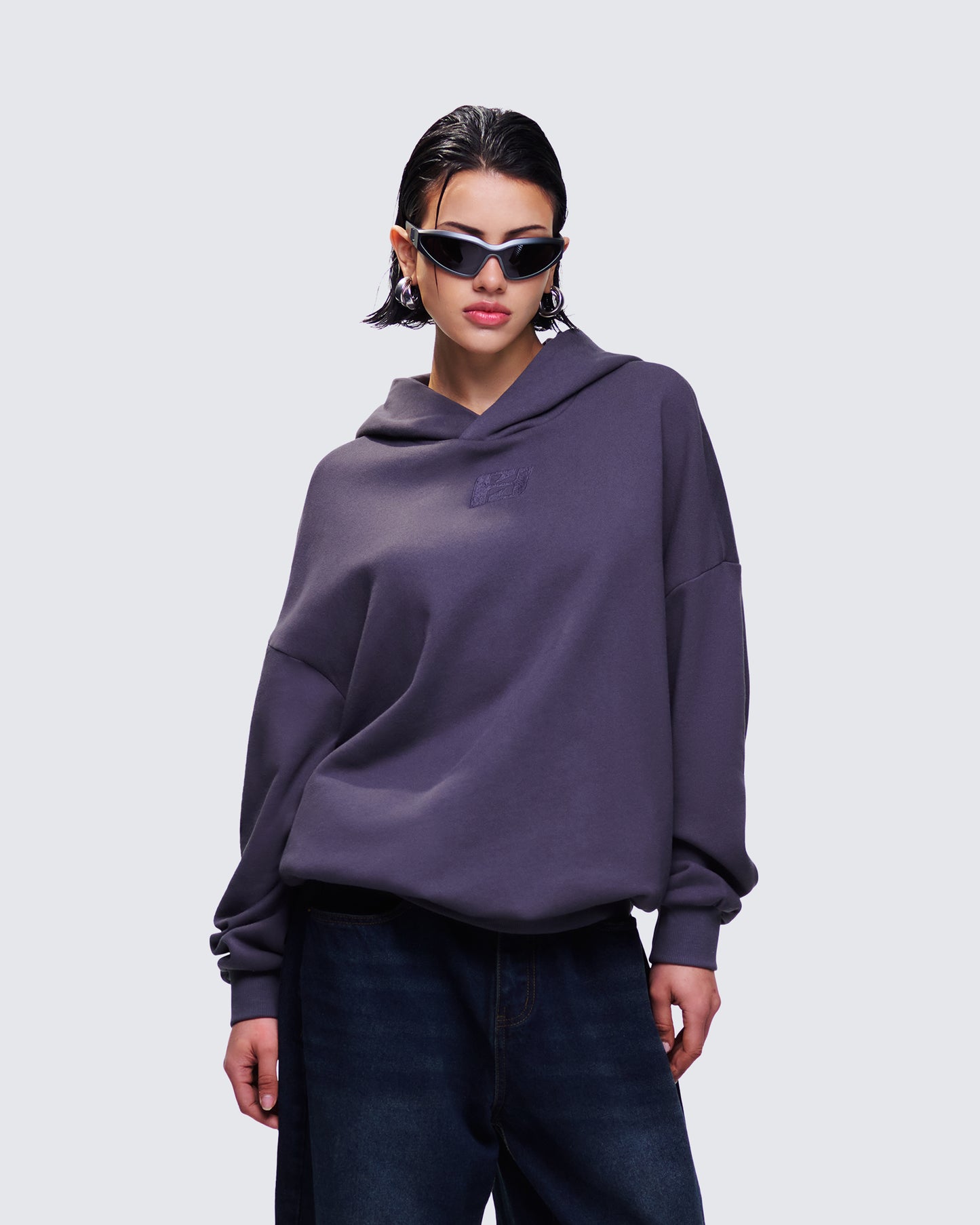 Azariah Grey Oversized Hoodie Top