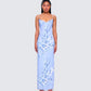 Azura Blue Floral Bodycon Maxi model front