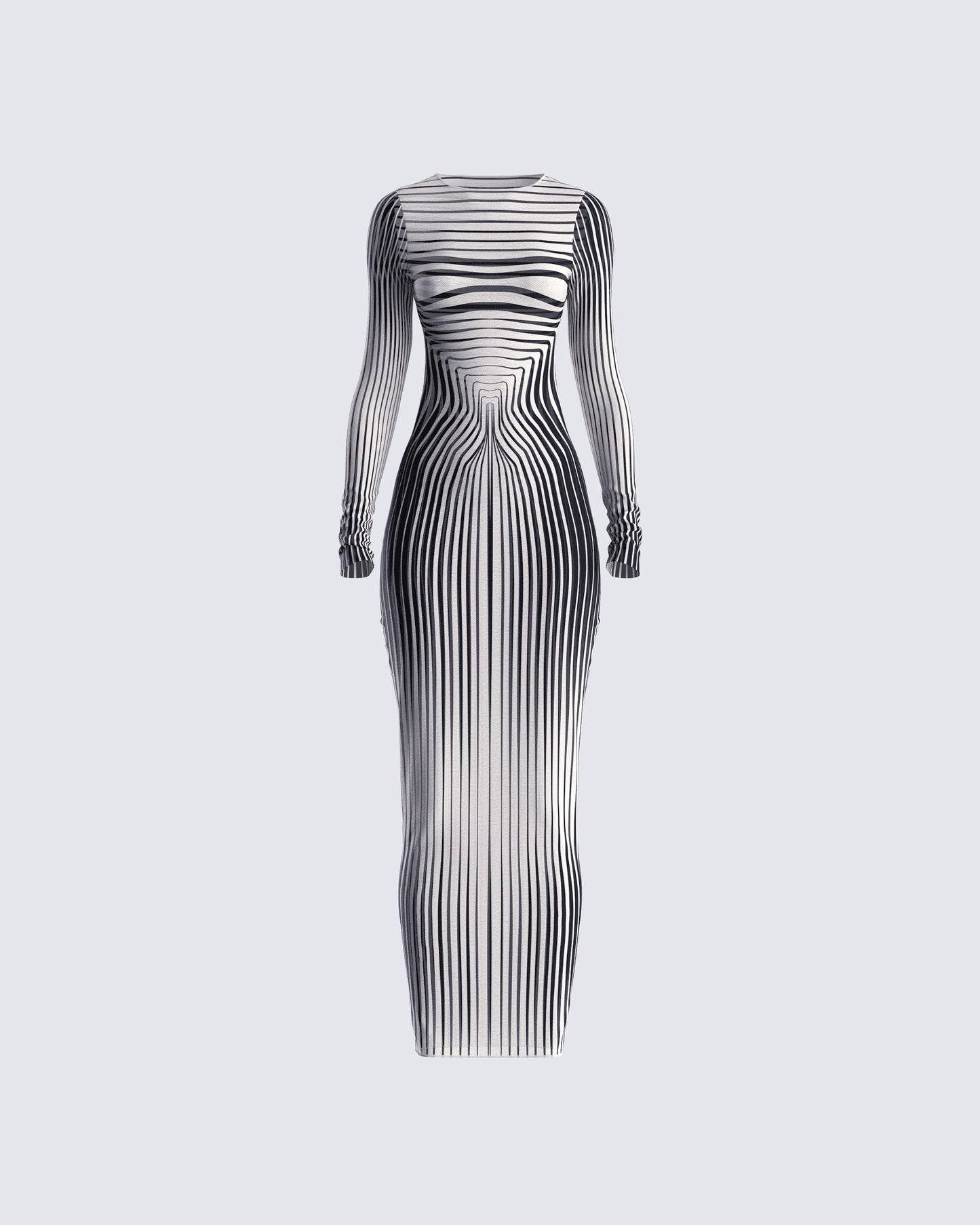 Amina Multi Illusion Print Dress 3d product front