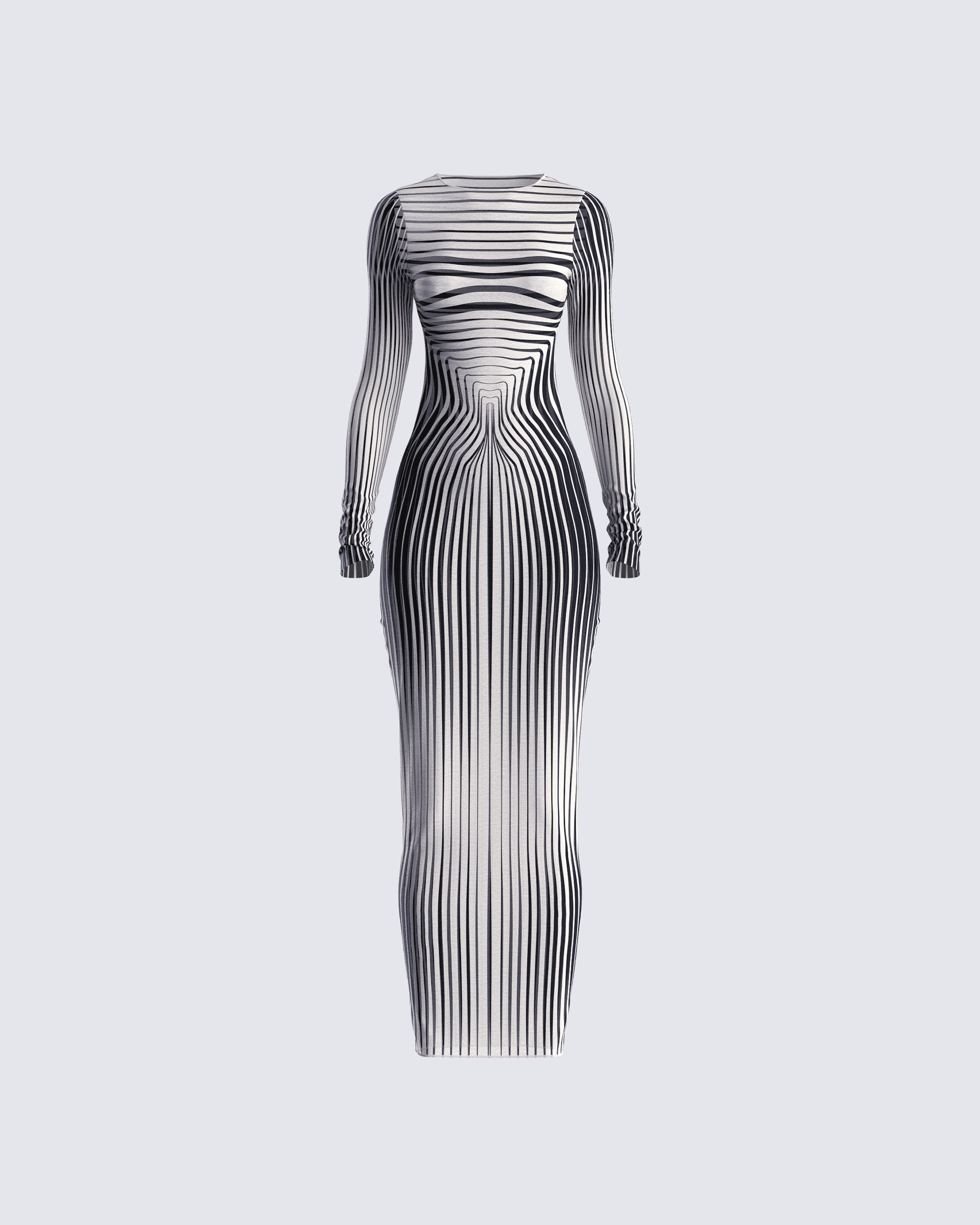 Amina Multi Illusion Print Dress 3d product front