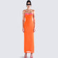 Ayesha Orange Mesh Maxi Dress model front