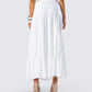 Bailee White Tiered Midi Skirt