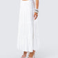 Bailee White Tiered Midi Skirt