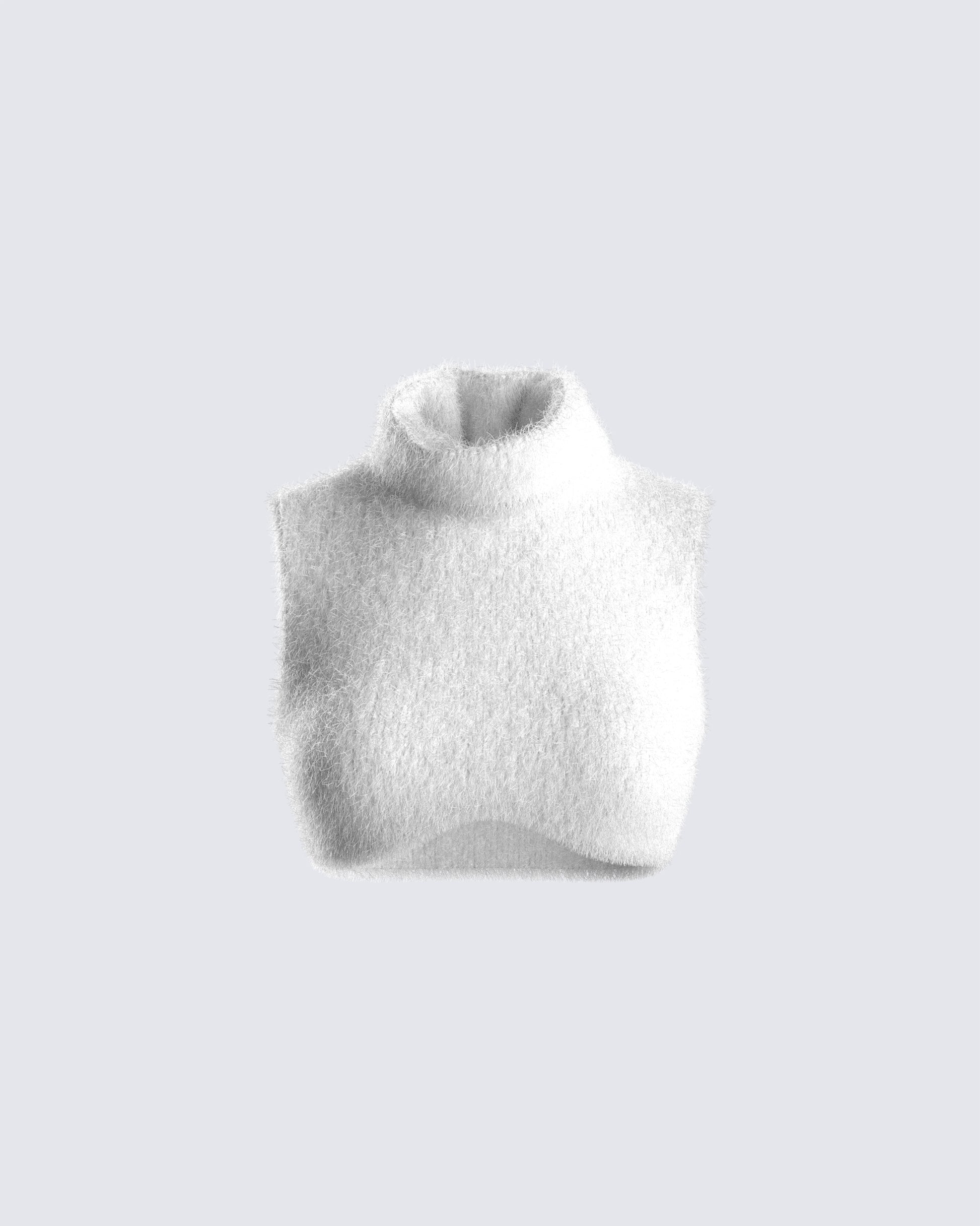 Beckett White Cropped Knit Top 3d product front