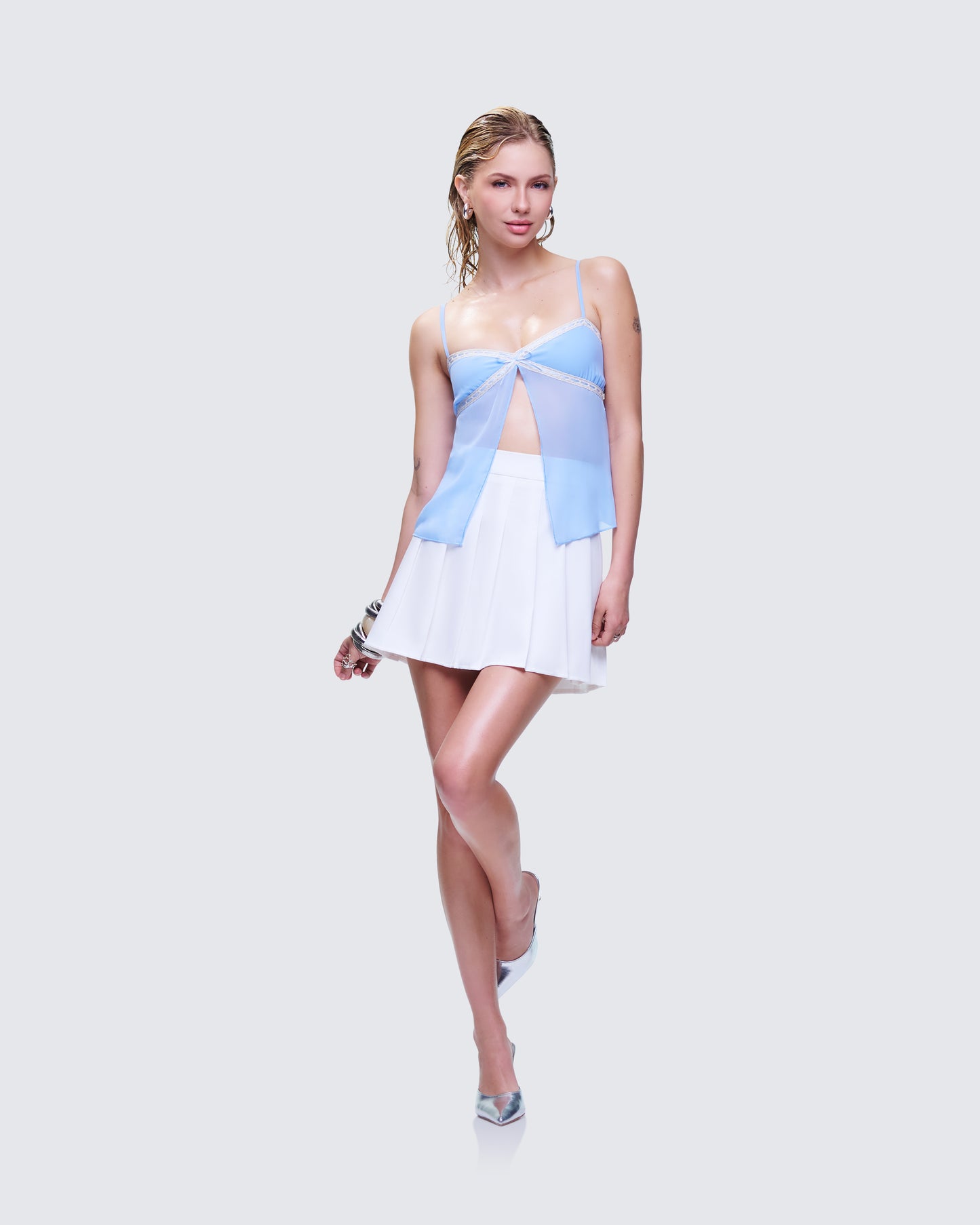 Bella White Pleated Tennis Skirt