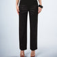 Bess Black Velvet Pants model front