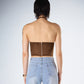 Bette Brown Lace Up Top