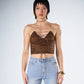 Bette Brown Lace Up Top model front