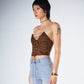 Bette Brown Lace Up Top