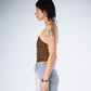 Bette Brown Lace Up Top