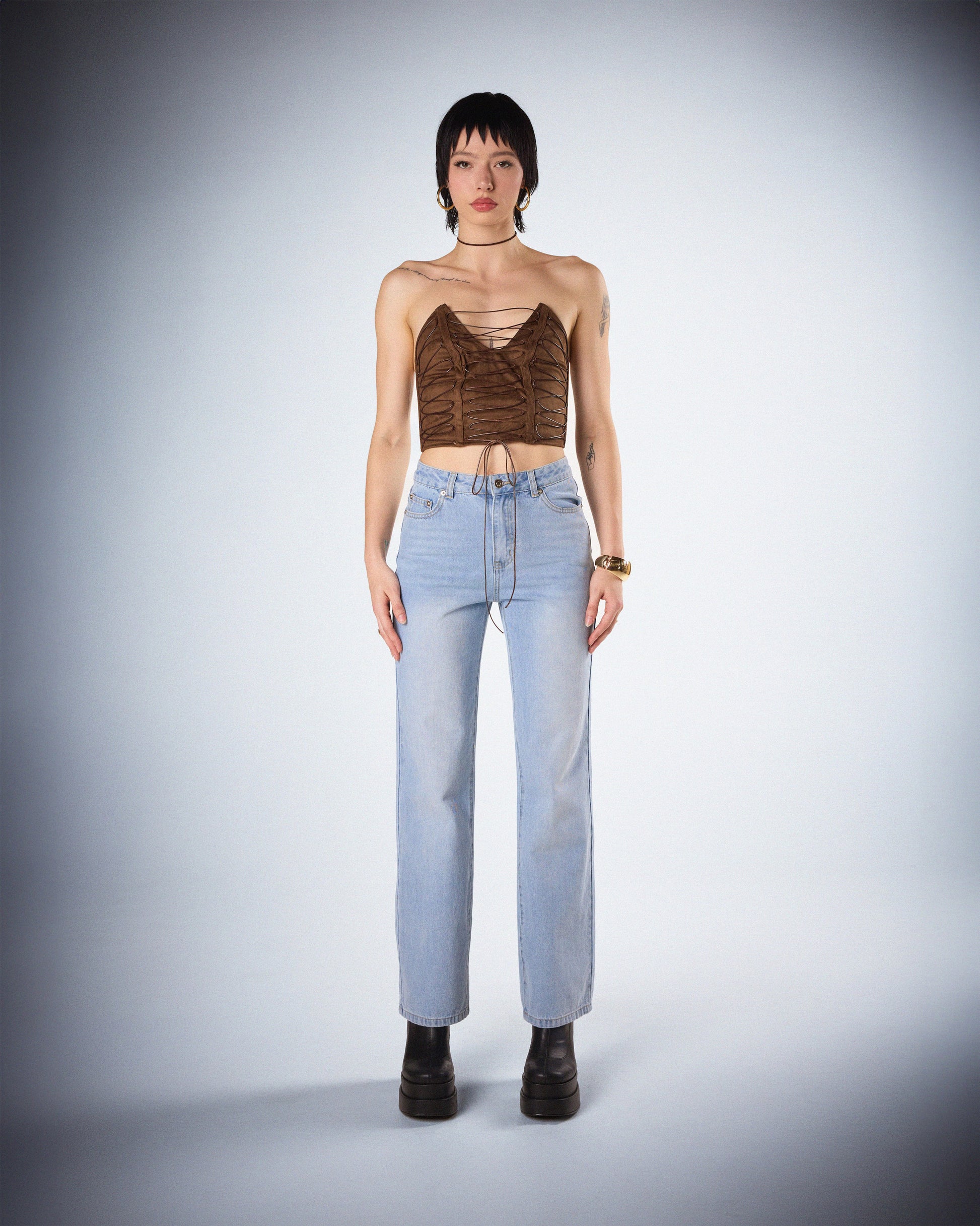 Bette Lace Up Set model front