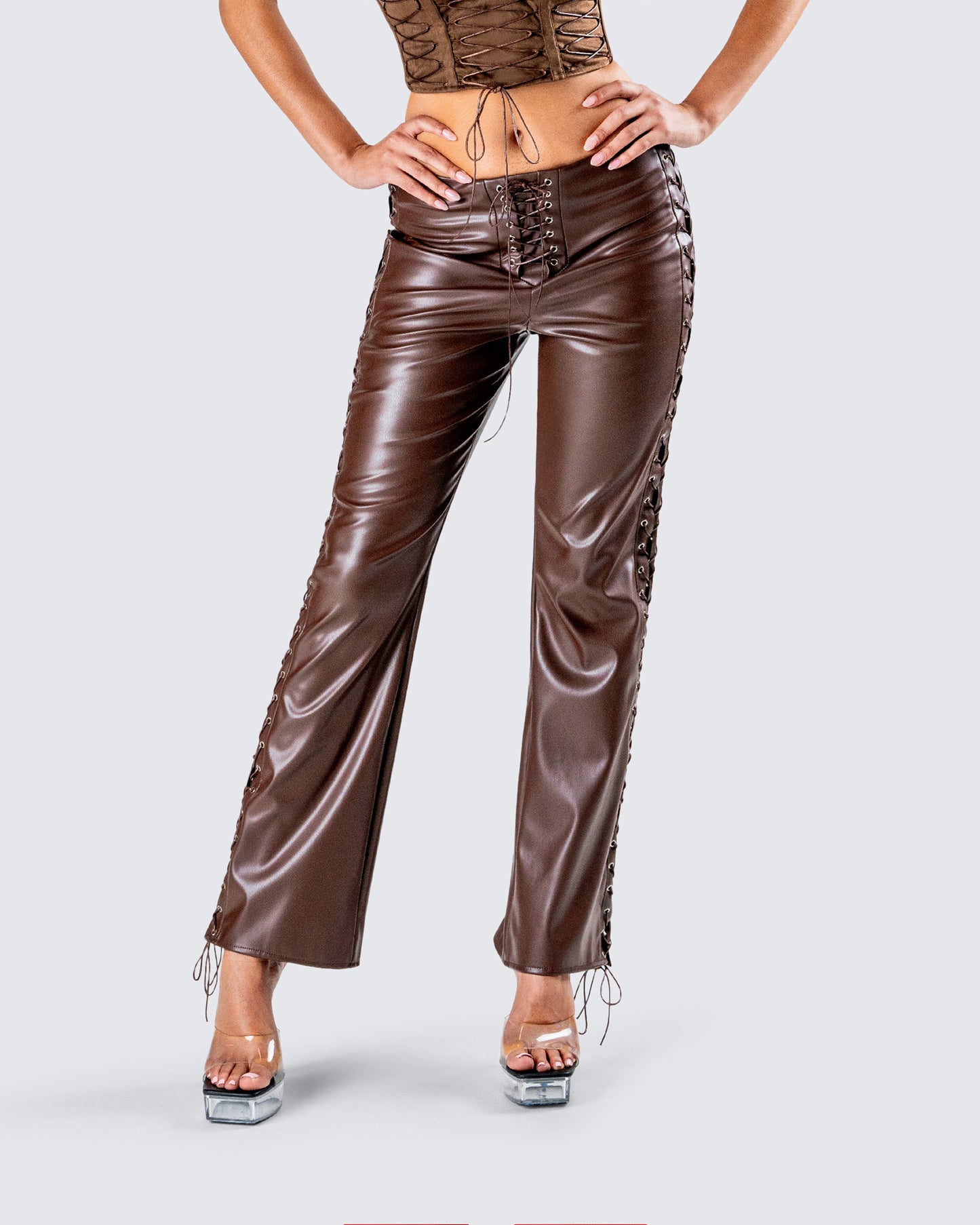 Bette Brown Lace Up Pants