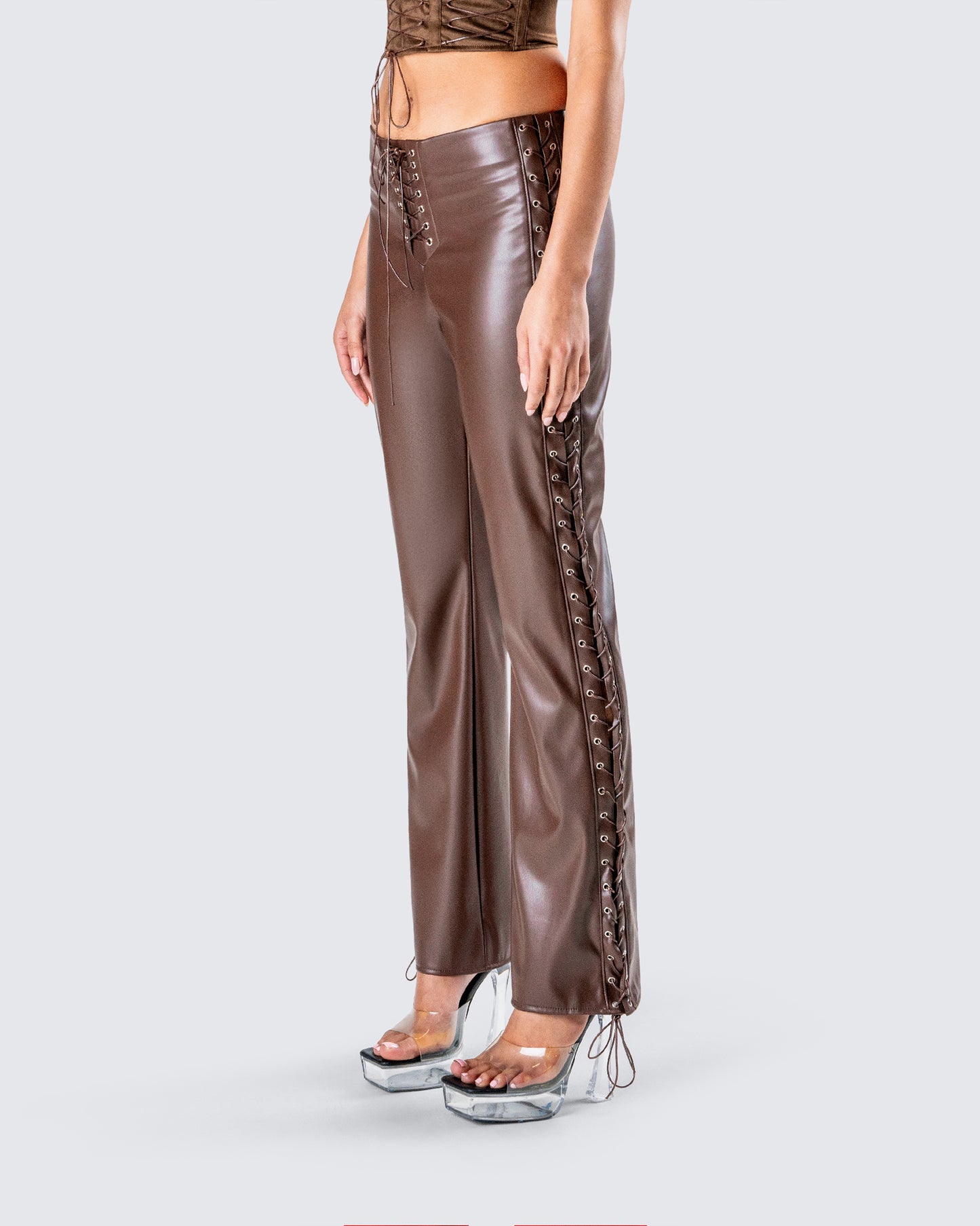 Bette Brown Lace Up Pants