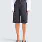 Birna Black Crepe Bermuda Shorts model front