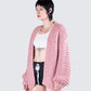 Blaise Pink Chunky Hand Knit Cardigan